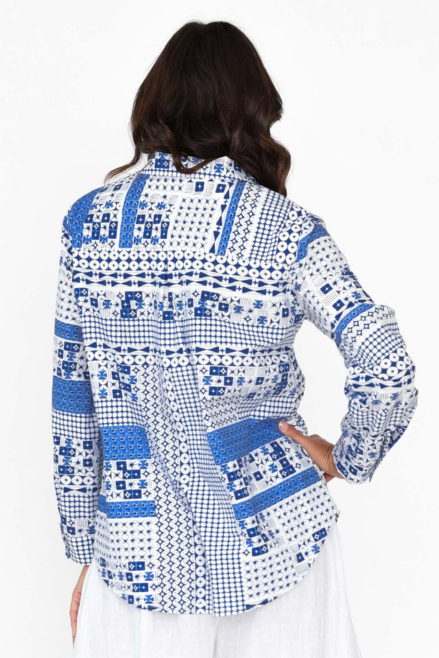 Pomona Blue Mosaic Cotton Shirt image 4