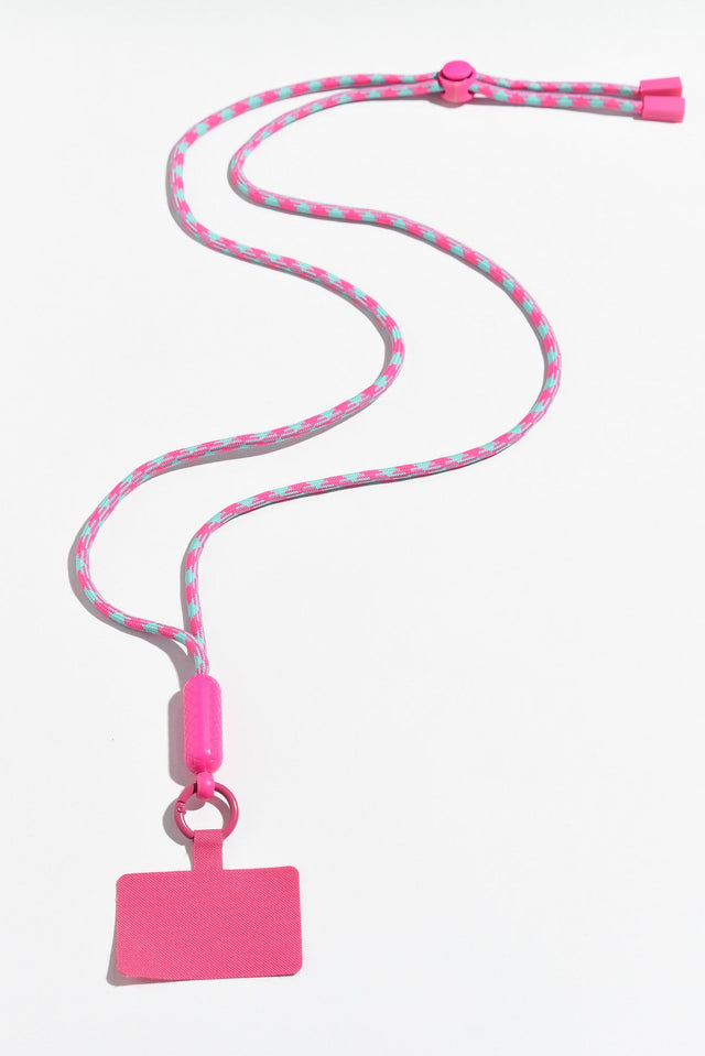 Popy Pink Stripe Phone Lanyard image 2