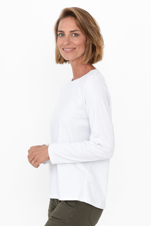 Porter White Cotton Long Sleeve Top