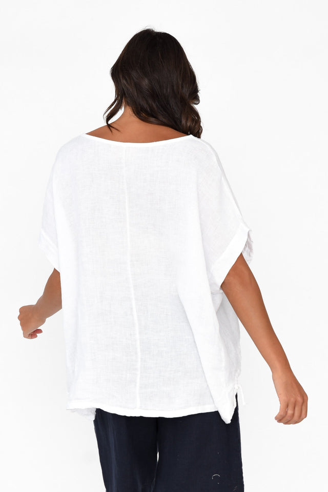 Prato White Drawstring Linen Top