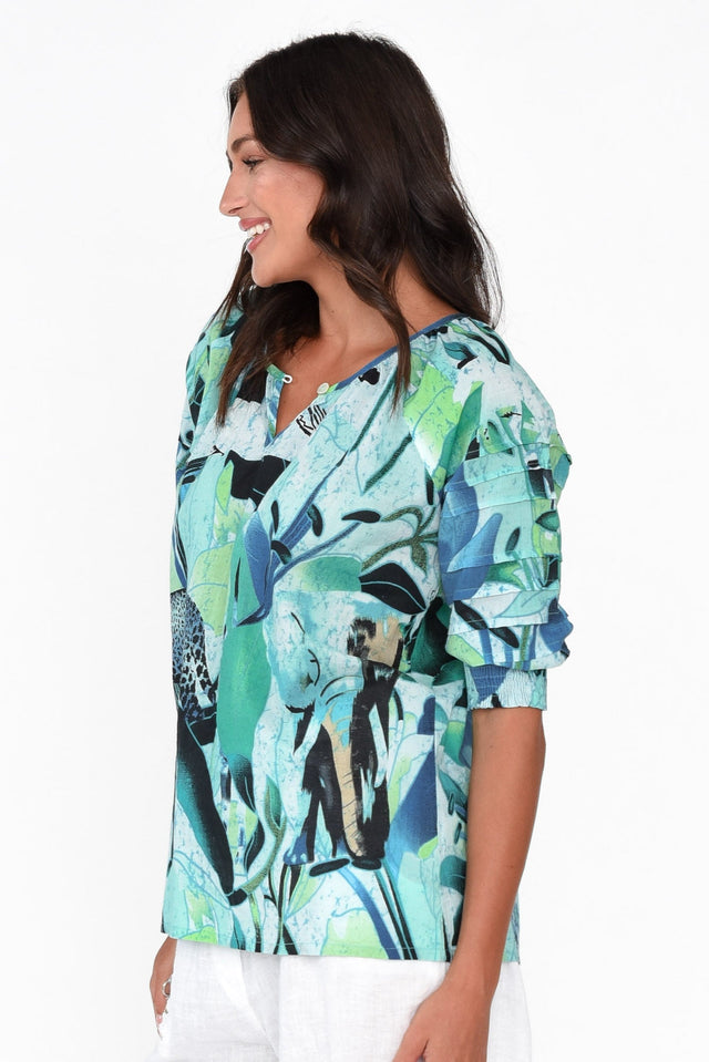 Priella Blue Jungle Cotton Top