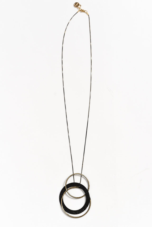 Pronto Black Circle Pendant Necklace