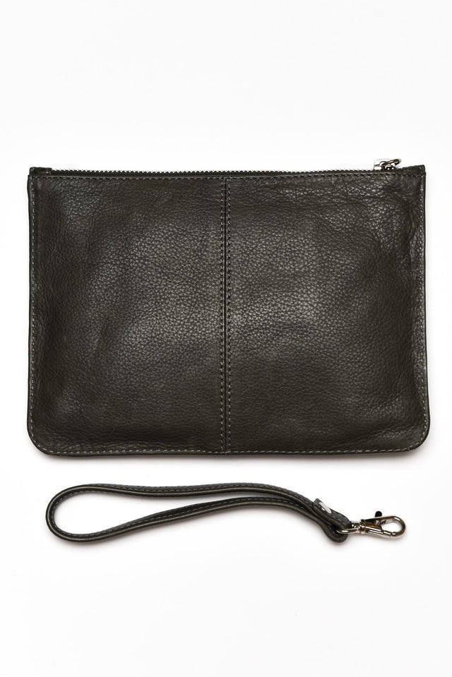 Queens Grey Leather Clutch image 1