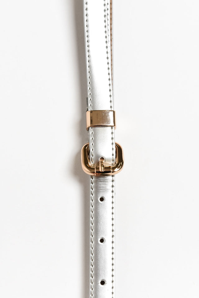 Queens Silver Patent Leather Belt