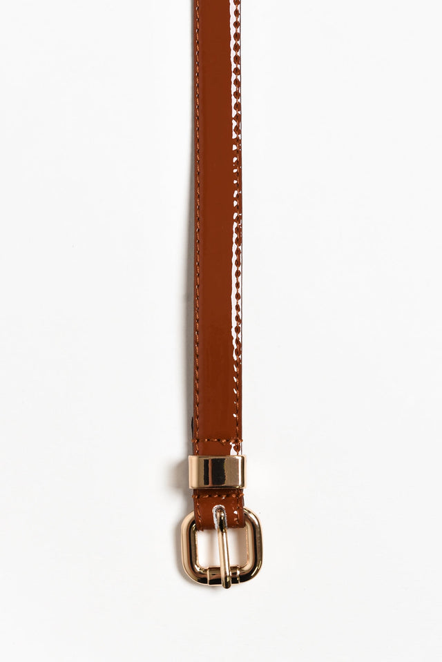 Queens Tan Patent Leather Belt image 2