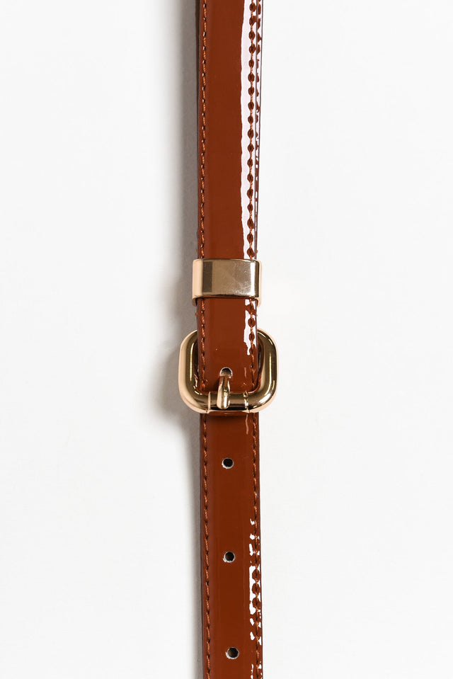 Queens Tan Patent Leather Belt image 1