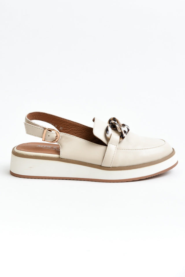 Quivers Cream Leather Slingback Loafer