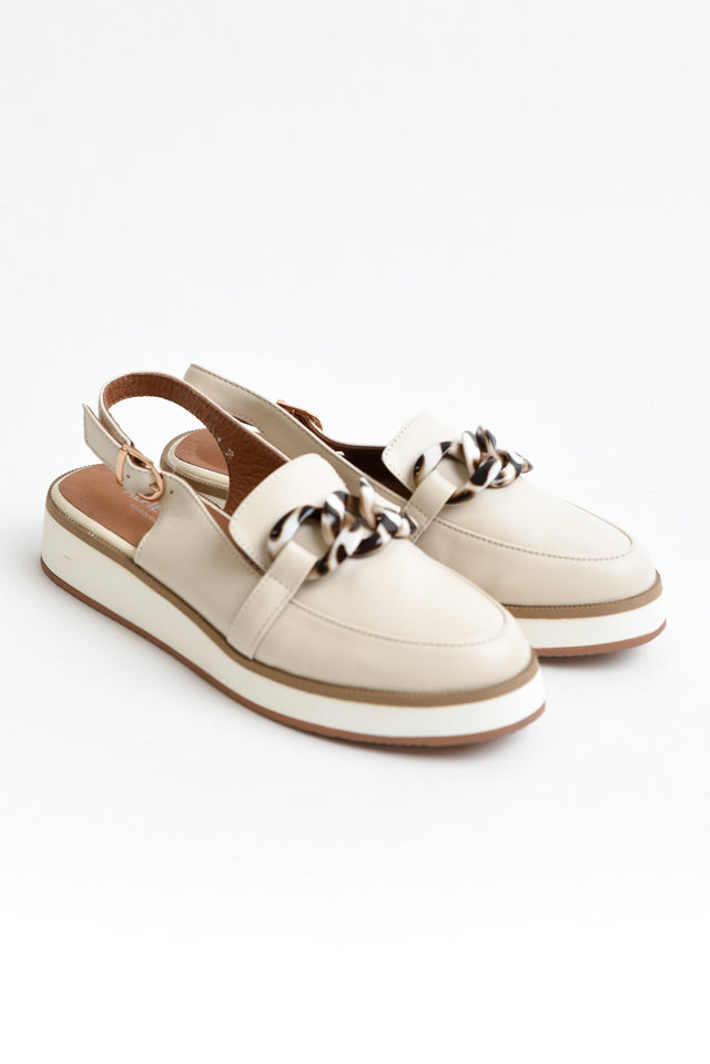 Quivers Cream Leather Slingback Loafer