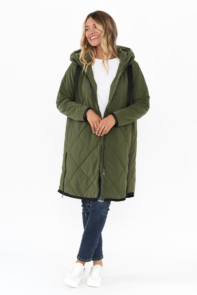 Ramsay Dark Green Quilted Puffer Coat image 7