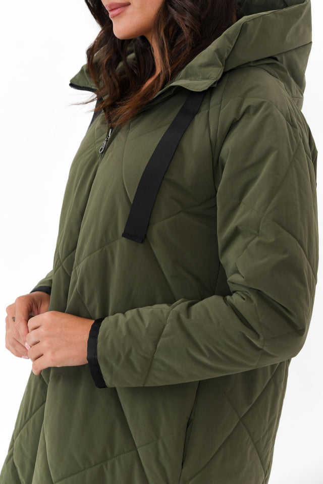 Ramsay Dark Green Quilted Puffer Coat image 3