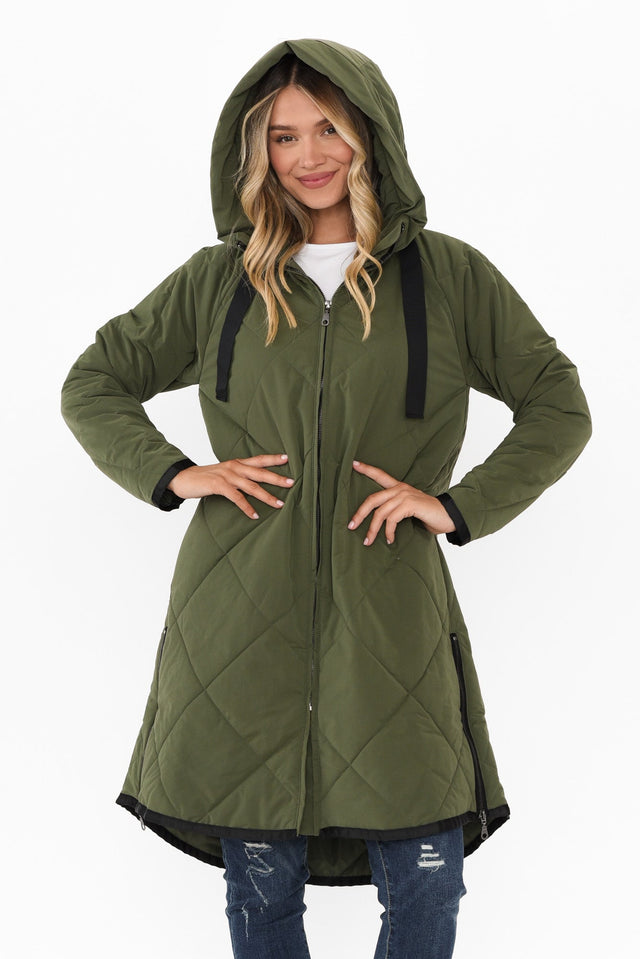 Ramsay Dark Green Quilted Puffer Coat image 4