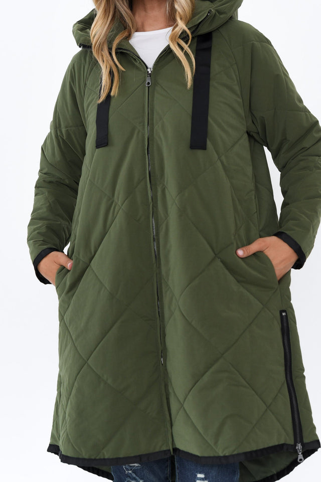 Ramsay Dark Green Quilted Puffer Coat image 6