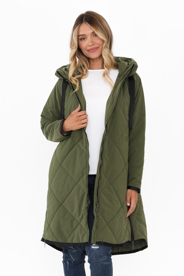 Ramsay Dark Green Quilted Puffer Coat image 1