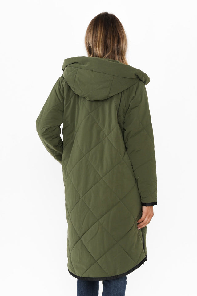 Ramsay Dark Green Quilted Puffer Coat image 5