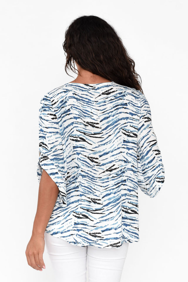 Raven Blue Abstract Hi Lo Top