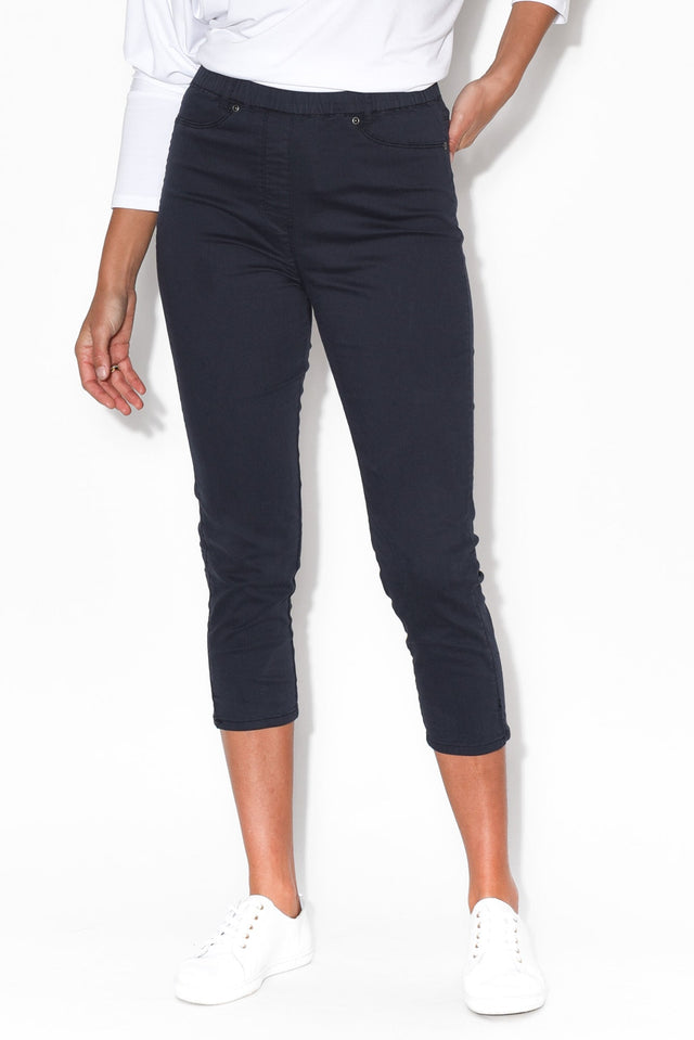 Reed Navy Stretch Cotton Capri Pant   alt text|model:Brontie;wearing:US 4