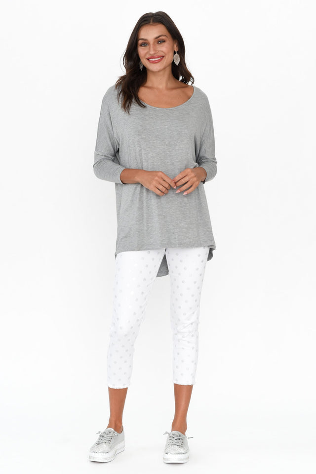 Reed White Foil Spot Cotton Capri Pants