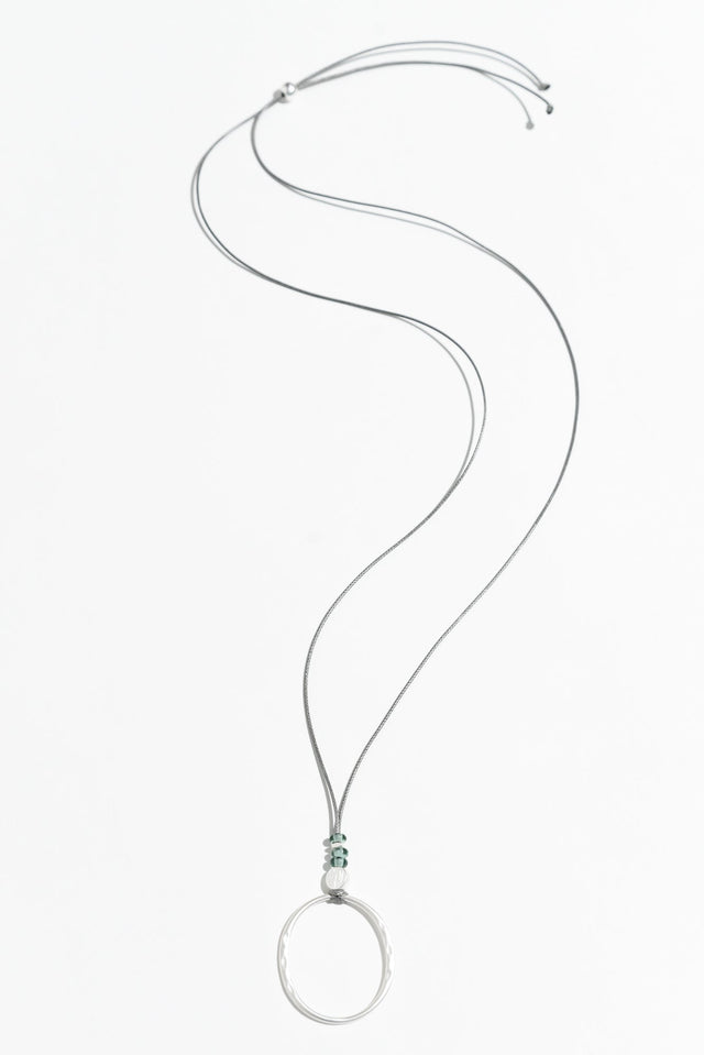 Renita Silver Teal Hoop Pendant Necklace image 1