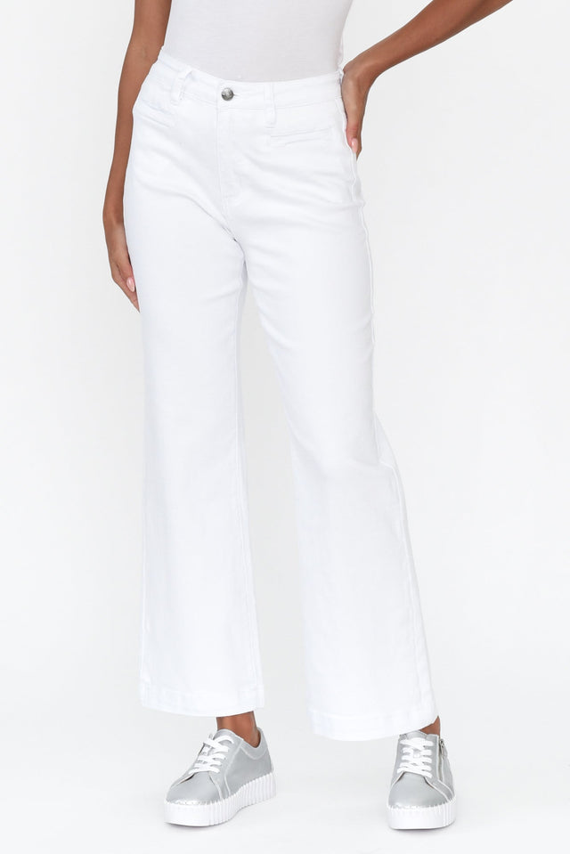 Retro White Wide Leg Jeans image 1