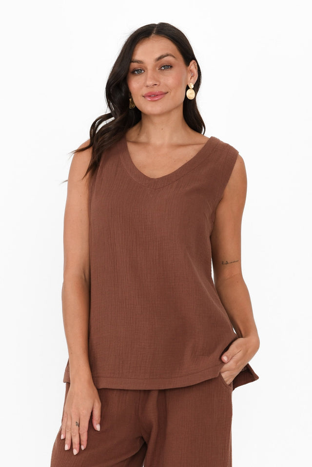 Reuben Mocha Cotton Gauze Tank