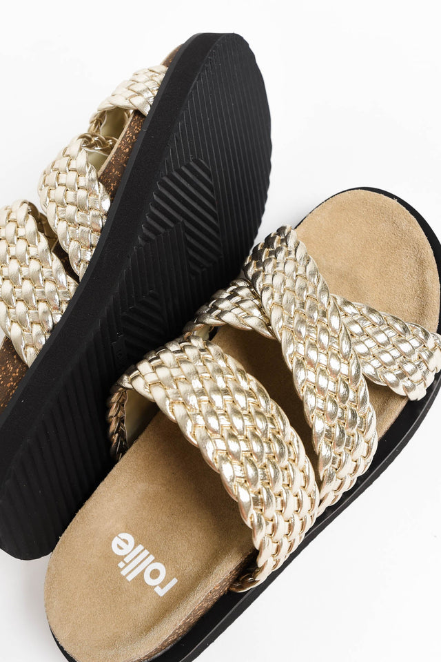 Rhode Gold Leather Woven Slide image 6