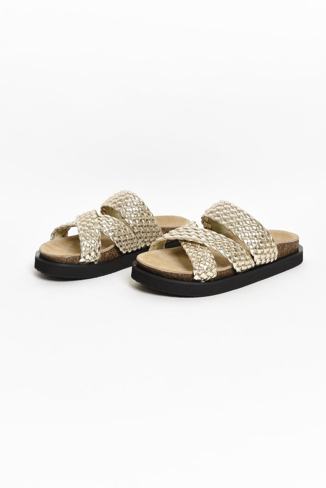 Rhode Gold Leather Woven Slide image 4