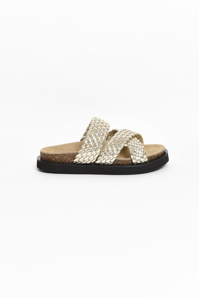 Rhode Gold Leather Woven Slide