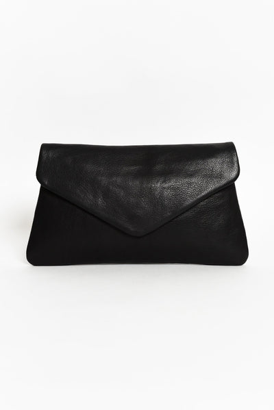 Riley Black Leather Clutch