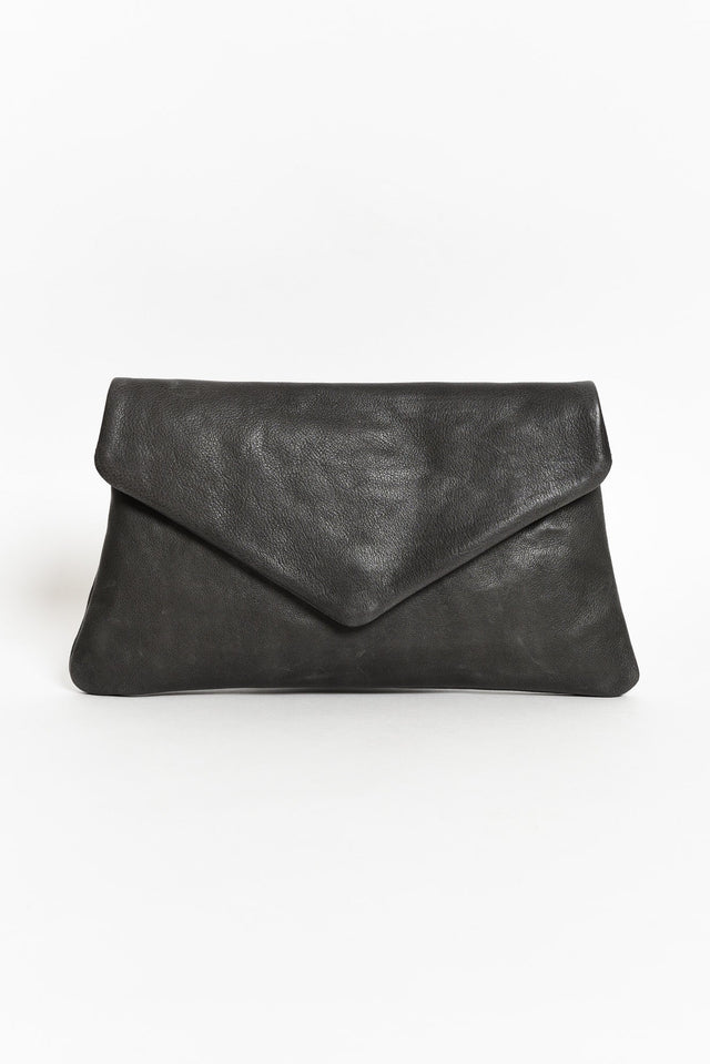 Riley Charcoal Leather Clutch image 1