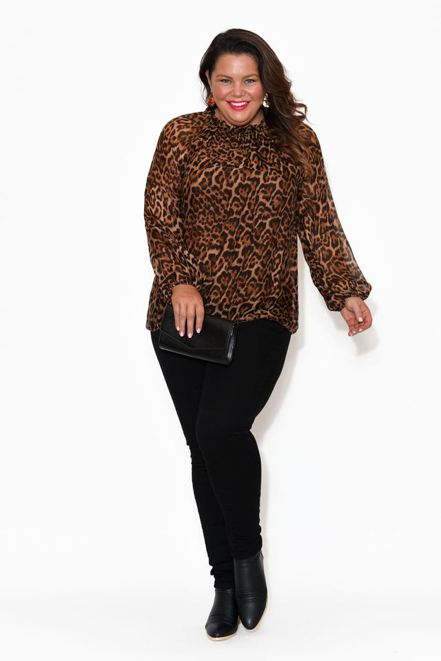 Riley Leopard Silk Ruffle Top image 9