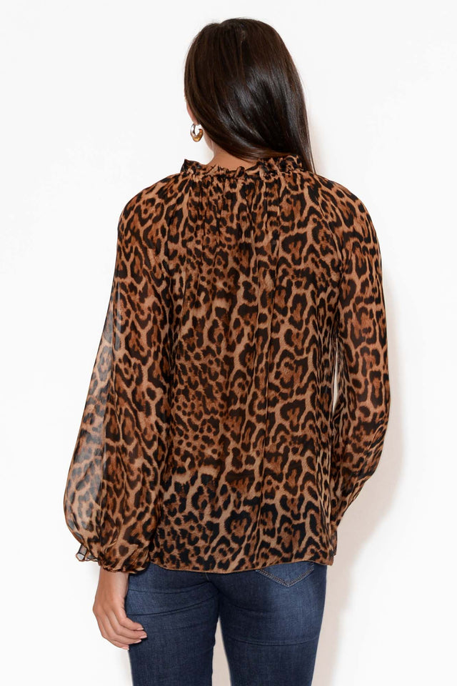 Riley Leopard Silk Ruffle Top image 6