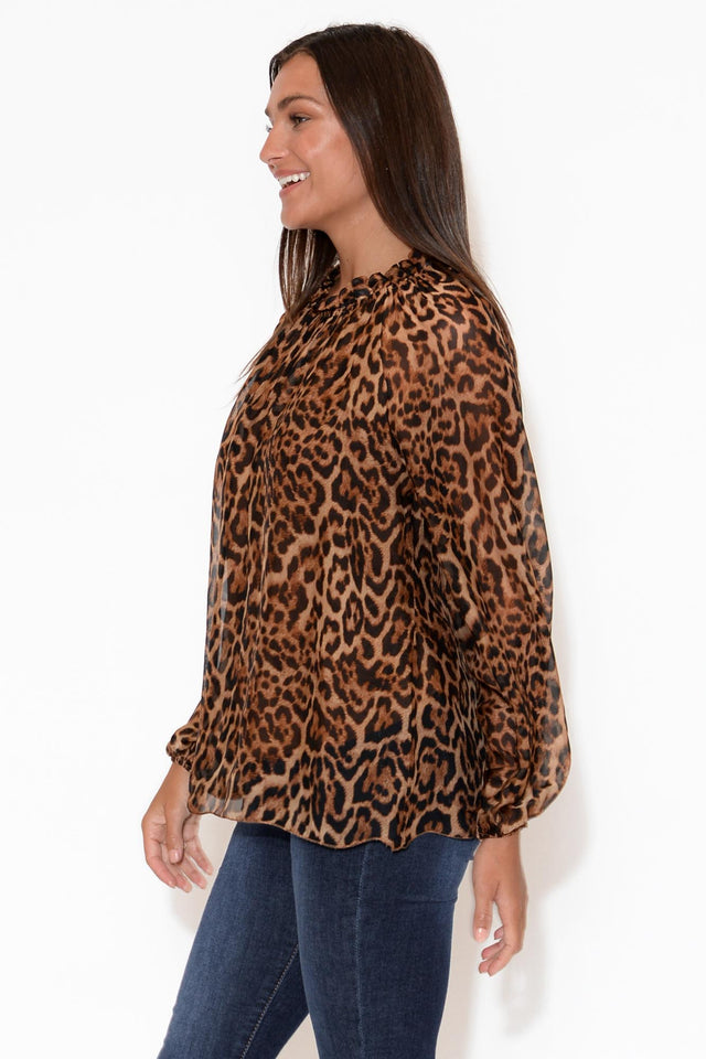 Riley Leopard Silk Ruffle Top image 5