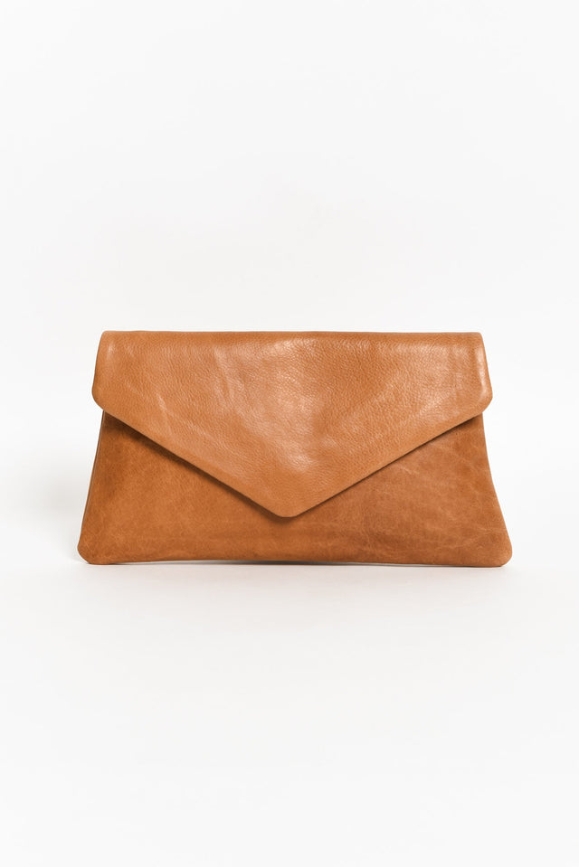 Riley Tan Leather Clutch