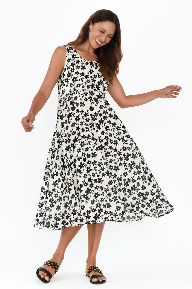 Rina White Floral Cotton Pocket Dress