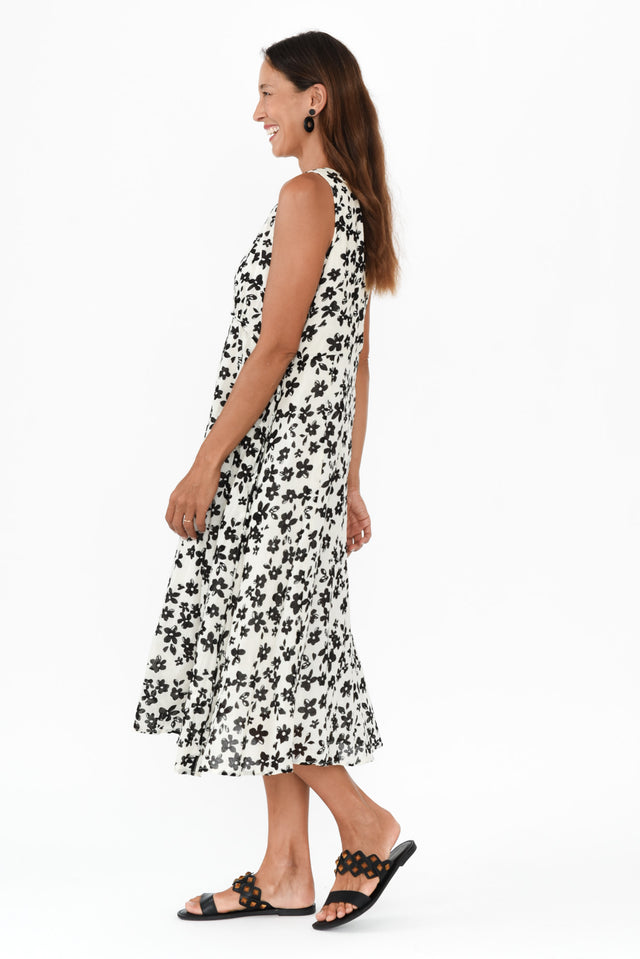 Rina White Floral Cotton Pocket Dress image 3