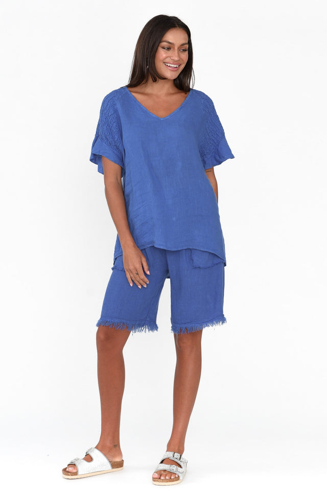 Rivia Blue Linen Top