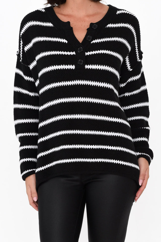 Rizzo Black Stripe Knit Sweater image 5