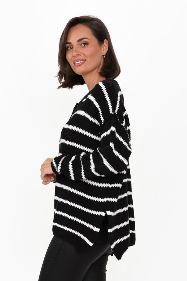 Rizzo Black Stripe Knit Sweater image 3
