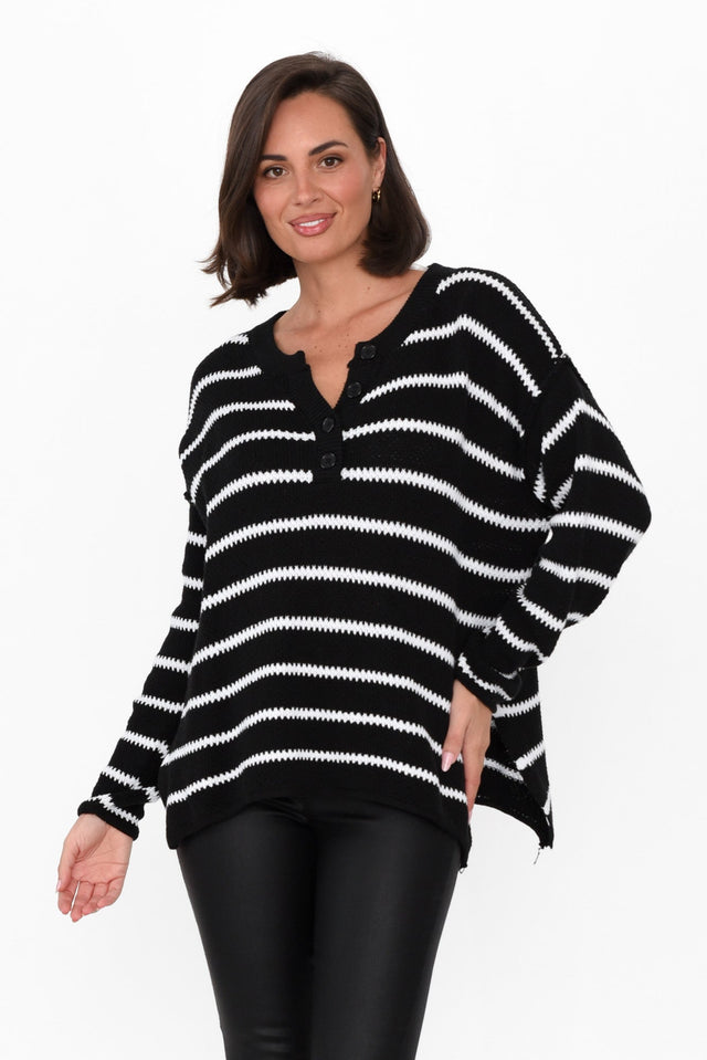 Rizzo Black Stripe Knit Sweater image 1