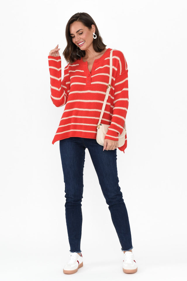 Rizzo Red Stripe Knit Sweater
