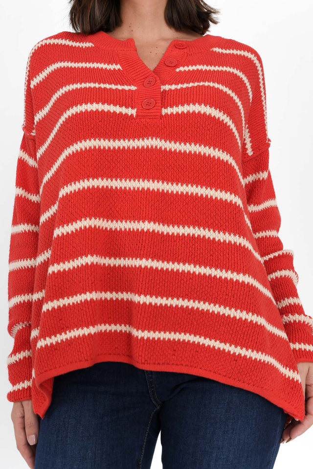 Rizzo Red Stripe Knit Sweater