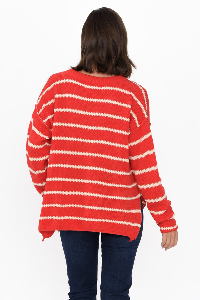 Rizzo Red Stripe Knit Sweater