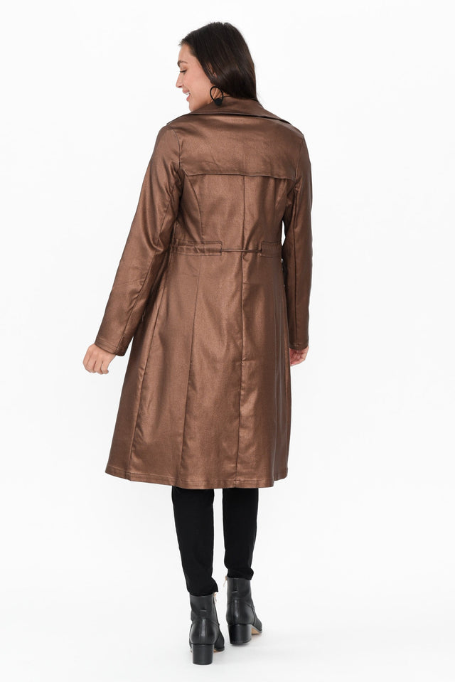 Rois Bronze Faux Leather Trench Coat image 5