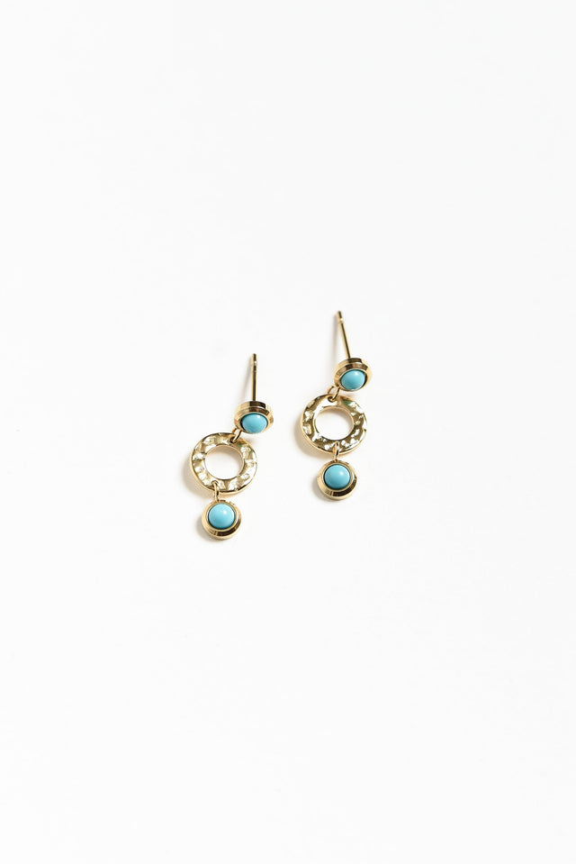 Roni Turquoise Gold Plated Drop Earrings image 1