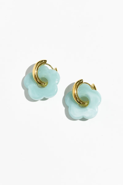 Rosalie Aqua Flower Hoop Earrings