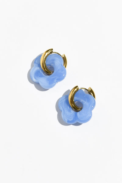 Rosalie Blue Flower Hoop Earrings