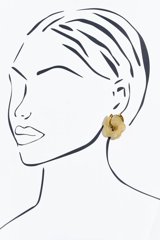 Rosalie Gold Flower Hoop Earrings image 2