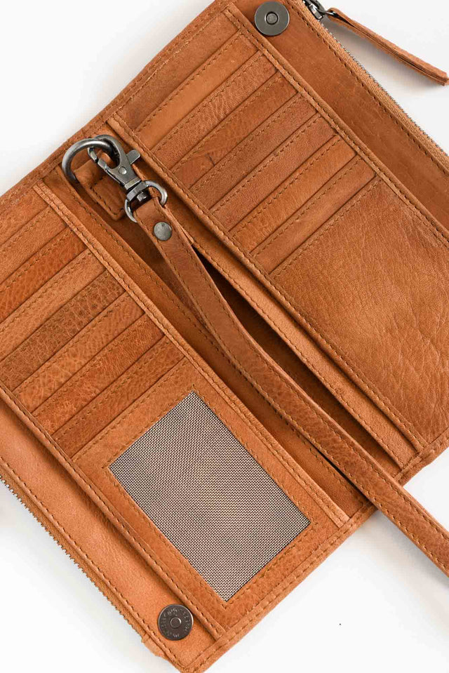 Rowan Tan Leather Double Zip Wallet image 3