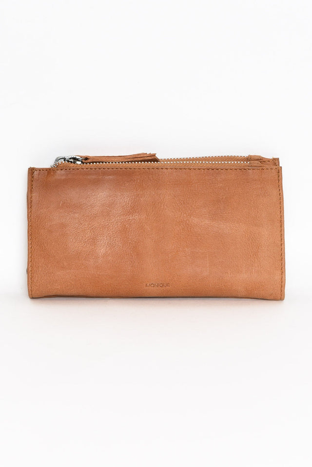 Rowan Tan Leather Double Zip Wallet image 2