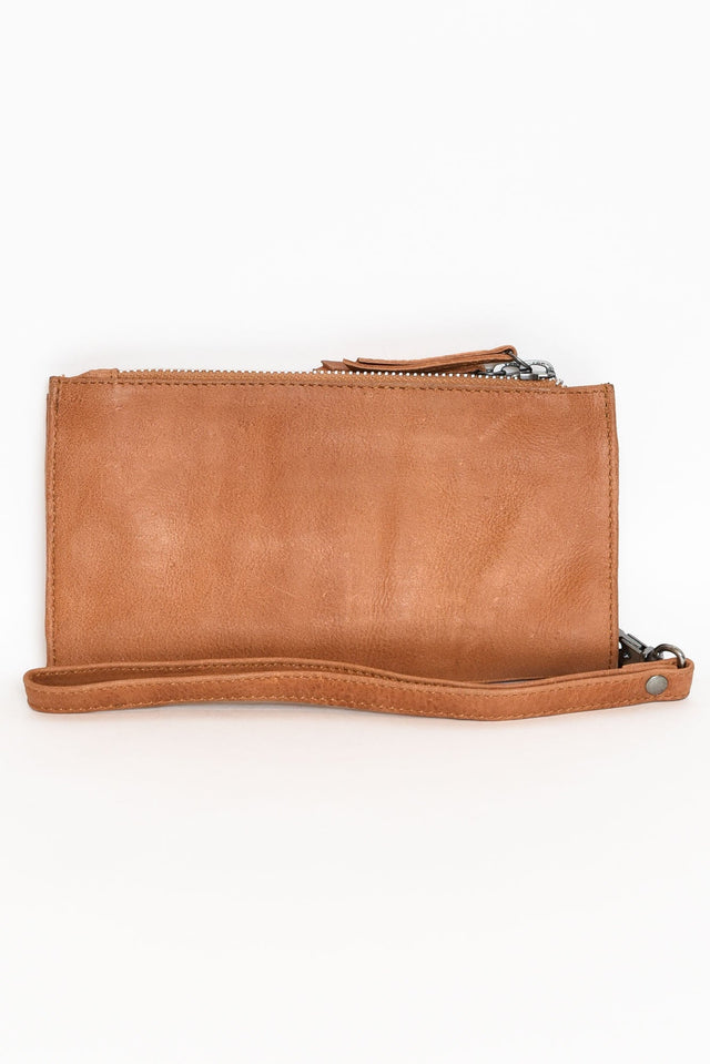 Rowan Tan Leather Double Zip Wallet image 1